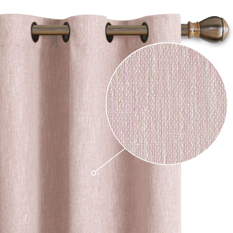 LORDTEX Linen Look Textured Blackout Curtains with Thermal Insulated Liner - Heavy Thick Grommet Window Drapes for Bedroom, 40 x 63 Inches, Blush, Set of 2 Panels - Image 2